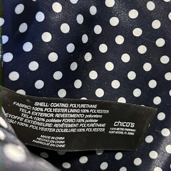 Chico’s blue white tassel print tech bag cosmetic pouch navy blue zip close NWT - Picture 8 of 11